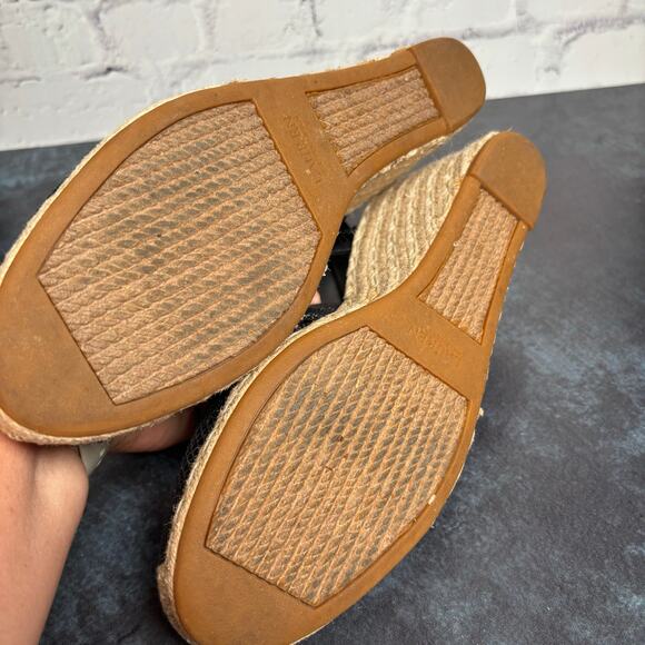 Lauren Ralph Lauren Penelopie Wedge Espadrille Sandals Black Size 10 - Picture 8 of 8